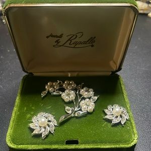 Jewerly By Rapallo silver tone brooch & clip on earrings